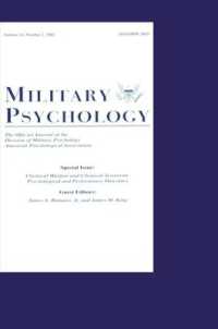 Chemical Warfare and Chemical Terrorism : Psychological and Performance Outcomes:a Special Issue of military Psychology