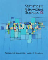 行動科学のための統計学（第10版・テキスト）<br>Statistics for the Behavioral Sciences （10TH）
