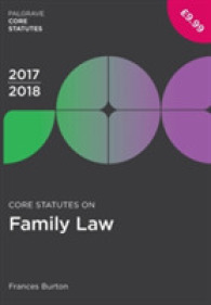 Core Statutes on Family Law 2017-18 (Palgrave Core Statutes) -- Paperback / softback （2nd ed. 20）