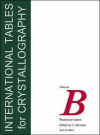 国際結晶学データ集　Ｂ巻：逆格子空間（第３版）<br>International Tables for Crystallography, Vol. B : Reciprocal Space （3RD）