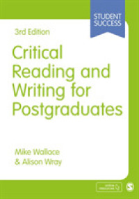 大学院生のための批判的思考・作文術（第３版）<br>Critical Reading and Writing for Postgraduates (Sage Study Skills) （3 HAR/PSC）
