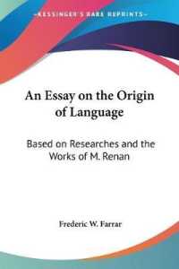 An Essay on the Origin of Language : Based on Researches and the Works of M. Renan