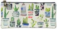 Succulents Pencil Pouch : Accessories Case, Faux Leather