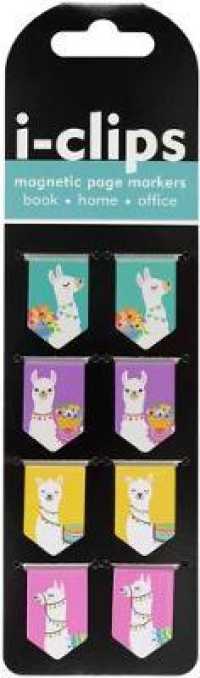 Llamas I-clips Magnetic Page Markers : Set of 8 Magnetic Bookmarks