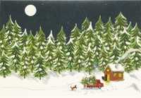 Moonlit Cabin Small Holiday Cards （BOX GCR）