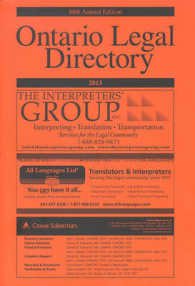 Ontario Legal Directory 2013 : Published Annually since 1925