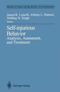 Self-Injurious Behavior : Analysis, Assessment, and Treatment (Disorders of Human Learning, Behavior, and Communication) （Reprint）