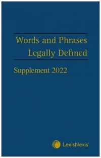 Words and Phrases Legally Defined 2022 Supplement -- Paperback / softback