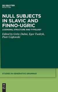 Null Subjects in Slavic and Finno-Ugric : Licensing, Structure and Typology (Studies in Generative Grammar [sgg])