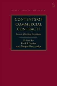 Contents of Commercial Contracts : Terms Affecting Freedoms (Hart Studies in Private Law)