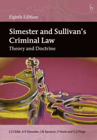 英国刑法：理論と原理（第８版）<br>Simester and Sullivan's Criminal Law : Theory and Doctrine （8TH）