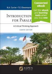 Introduction to Law for Paralegals : A Critical Thinking Approach [Connected Ebook] (Aspen Paralegal) （8TH）