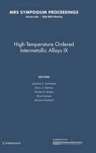 High-Temperature Ordered Intermetallic Alloys IX : Materials Research Society Symposium Proceedings 〈646〉