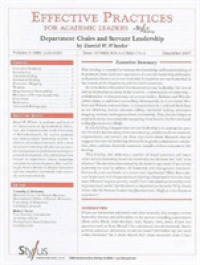 Effective Practices for Academic Leaders， Volume 2 Issue 12 : Department Chairs and Servant Leadership (Effective Practices for Academic Leaders Archive)