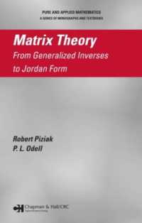 行列理論：一般逆行列からジョルダン形式まで<br>Matrix Theory : From Generalized Inverses to Jordan Form (Chapman & Hall/crc Pure and Applied Mathematics)
