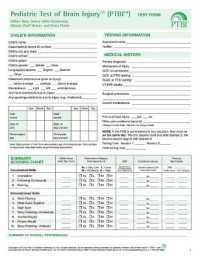 Pediatric Test of Brain Injury : Test Forms (Pack of 10)