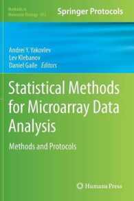 Statistical Methods for Microarray Data Analysis : Methods and Protocols (Methods in Molecular Biology) 〈Vol. 972〉