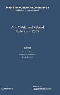 Zinc Oxide and Related Materials — 2009: Volume 1201 (Mrs Proceedings)