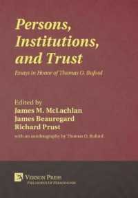 Persons, Institutions, and Trust : Essays in Honor of Thomas O. Buford (Vernon Series in Philosophy)