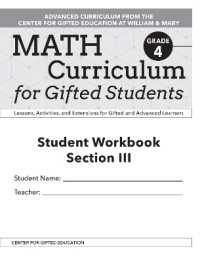 Math Curriculum for Gifted Students : Lessons, Activities, and Extensions for Gifted and Advanced Learners, Student Workbooks, Section III (Set of 5): Grade 4