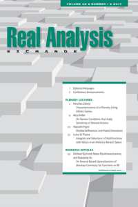 Real Analysis Exchange 42, No. 1 (Real Analysis Exchange (Journal))