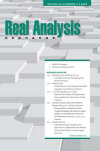 Real Analysis Exchange 44, No. 2 (Real Analysis Exchange (Journal))