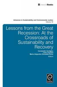 大不況の教訓：持続可能性と経済回復の岐路<br>Lessons from the Great Recession : At the Crossroads of Sustainability and Recovery (Advances in Sustainability and Environmental Justice)