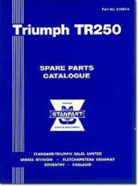 Triumph Tr250 Sports Car Spare Parts Catalogue, 1968