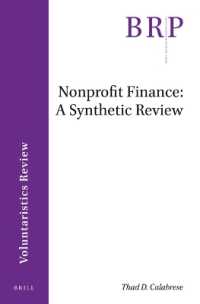 Nonprofit Finance: a Synthetic Review (Brill Research Perspectives in Humanities and Social Sciences / Voluntaristics Review)