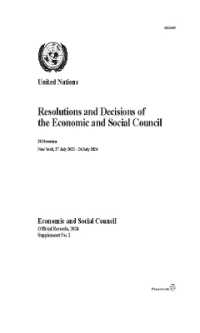 Resolutions and Decisions of the Economic and Social Council: 2024 Session : New York, 27 July 2023 - 24 July 2024 (Resolutions and Decisions of the Economic and Social Council)