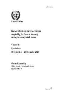 Resolutions and Decisions Adopted by the General Assembly during Its Seventy-ninth Session: Volume II : Decisions, 10 September - 24 December 2024 (Resolutions and Decisions Adopted by the General Assembly)