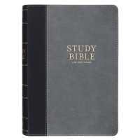 KJV Study Bible, Standard King James Version Holy Bible, Thumb Tabs, Ribbons, Vegan Leather, Gray/Black Two-Tone