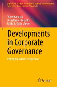 Developments in Corporate Governance : Emerging Market Perspective (Approaches to Global Sustainability, Markets, and Governance)