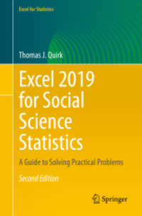 Excel 2019 for Social Science Statistics : A Guide to Solving Practical Problems (Excel for Statistics) （2ND）