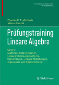 Prüfungstraining Lineare Algebra : Band I: Matrizen, Determinanten, Lineare Gleichungssysteme, Vektorräume, Lineare Abbildungen, Eigenwerte und Eigenvektoren (Grundstudium Mathematik Prüfungstraining)
