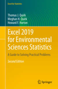 Excel 2019 for Environmental Sciences Statistics : A Guide to Solving Practical Problems (Excel for Statistics) （2ND）