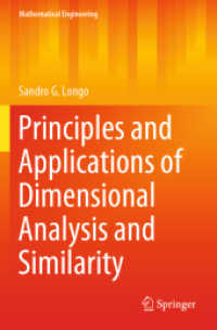 次元解析・相似の原理と応用（テキスト）<br>Principles and Applications of Dimensional Analysis and Similarity (Mathematical Engineering)
