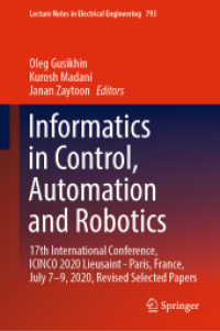 Informatics in Control, Automation and Robotics : 17th International Conference, ICINCO 2020 Lieusaint - Paris, France, July 7-9, 2020, Revised Selected Papers (Lecture Notes in Electrical Engineering)