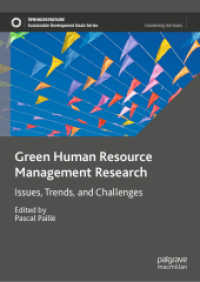 Green Human Resource Management Research : Issues, Trends, and Challenges (Sustainable Development Goals Series)
