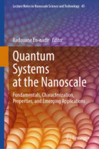 ナノスケールの量子系：基礎、特性評価、性質、新たな応用<br>Quantum Systems at the Nanoscale : Fundamentals, Characterization, Properties, and Emerging Applications (Lecture Notes in Nanoscale Science and Technology)