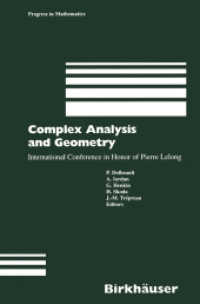 Complex Analysis and Geometry : International Conference in Honor of Pierre Lelong (Progress in Mathematics)