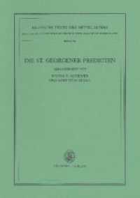 Die St. Georgener Predigten (Deutsche Texte des Mittelalters 90)