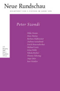 Peter Szondi : Mit Beiträgen von Hilde Domin, Dave Hickey, Barbara Hoffmeister u. a. (Neue Rundschau 2008.3) （1. Auflage. 2008. 192 S. 233.00 mm）