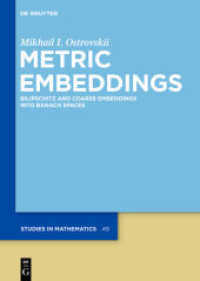 Metric Embeddings : Bilipschitz and Coarse Embeddings into Banach Spaces (De Gruyter Studies in Mathematics 49)