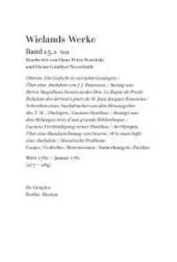 Christoph Martin Wieland: Werke. Band 15.1 Text : Essays / Gedichte / Rezensionen / Anmerkungen / Zusätze. März 1780 -Januar 1781 [277 - 289] (Christoph Martin Wieland: Werke Band 15.1) （2012. VI, 581 S. 230 mm）