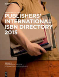 出版社ISBNダイレクトリー2015年版（第４１版・全７巻）<br>Publishers' International ISBN Directory 2015, 7 Bde. : eBookPlus （41. Aufl. 2014. LXXX, 9217 S. 21 x 28 cm）