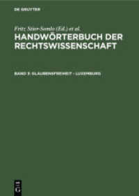 Handwörterbuch der Rechtswissenschaft. Band 3 Glaubensfreiheit - Luxemburg
