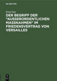 Der Begriff der ausserordentlichen Massnahmen im Friedensvertrag von Versailles