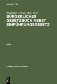 Bürgerliches Gesetzbuch nebst Einführungsgesetz : Mit Einleitung, Anmerkungen und Sachregister (Sammlung Guttentag 38/39) （12. Aufl. 1927. XVI, 1246 S. 230 mm）