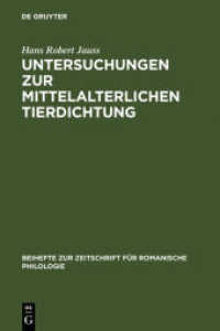 Untersuchungen zur mittelalterlichen Tierdichtung (Beihefte zur Zeitschrift für romanische Philologie 100)